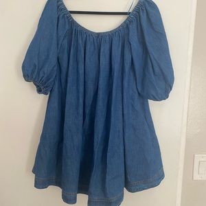 NEW FREE PEOPLE OFF THE SHOULDER DENIM MINI DRESS